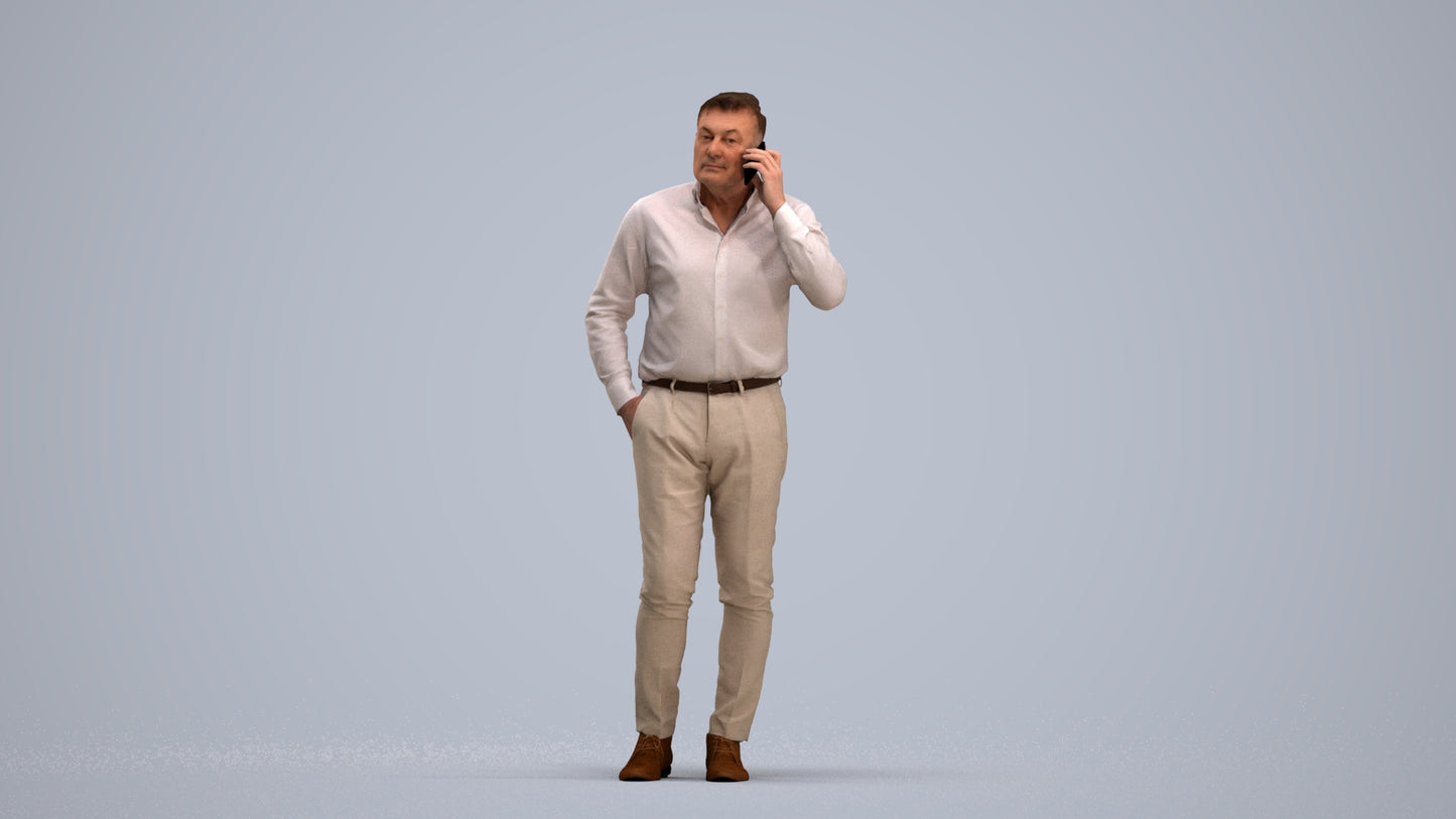 realistic 3D people man casual standing, render-ready for V-Ray and Corona, FBX OBJ, standing pose render