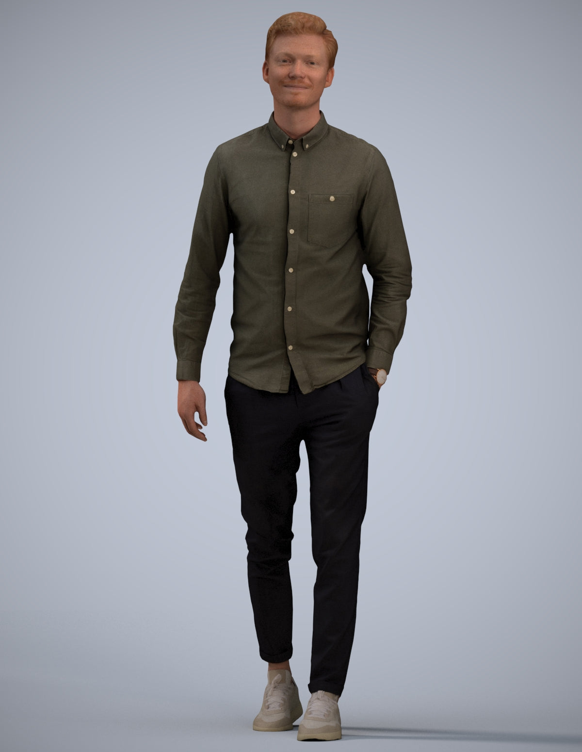realistic 3D human man casual walking, archviz people FBX OBJ for Blender