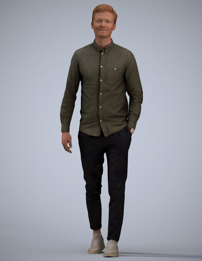 realistic 3D human man casual walking, archviz people FBX OBJ for Blender