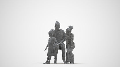 scanned 3D girl casual kids, photogrammetry people for Enscape and V-Ray, three-quarter front view render