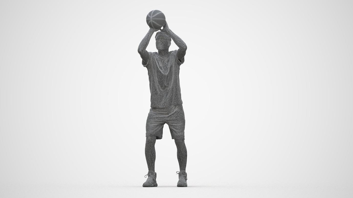 3D people model man sport, scanned human for 3ds Max rendering, wireframe back view