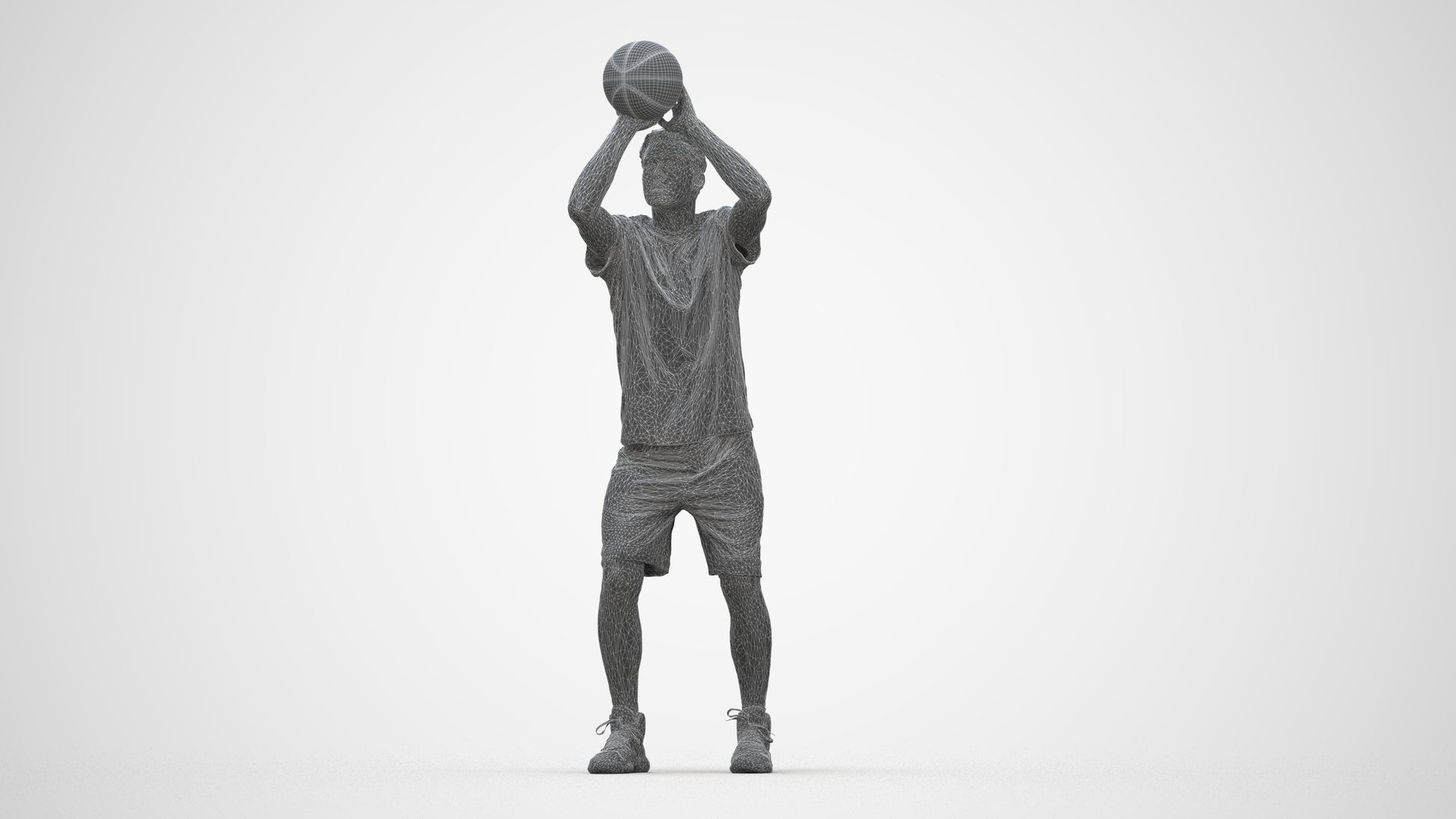 3D people model man sport, scanned human for 3ds Max rendering, wireframe back view