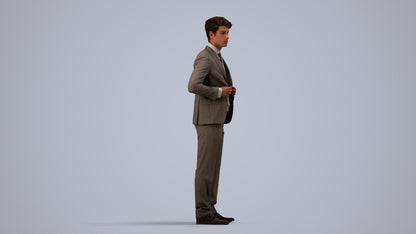 realistic 3D people man business, render-ready for V-Ray and Corona, FBX OBJ, side view render