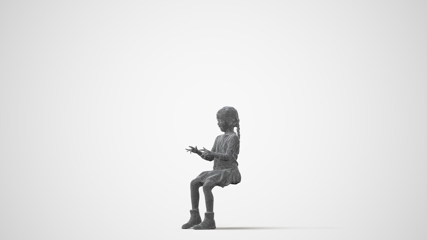 3D people model girl casual kids, scanned human for 3ds Max rendering, square thumbnail