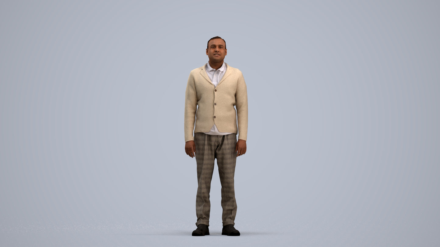 realistic 3D people man business standing, render-ready for V-Ray and Corona, FBX OBJ, standing pose render