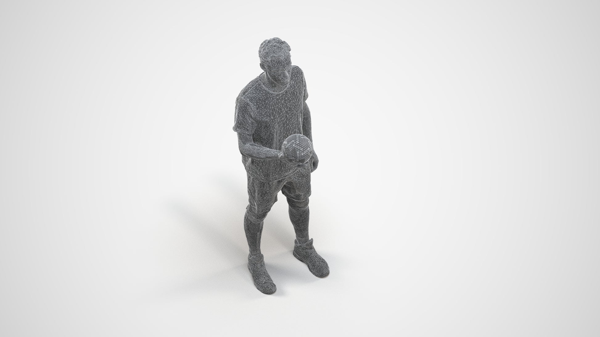realistic 3D human man sport, archviz people FBX OBJ for Blender, wireframe three-quarter view