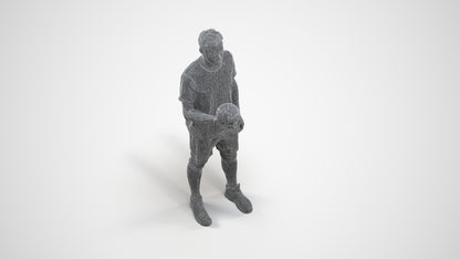 realistic 3D human man sport, archviz people FBX OBJ for Blender, wireframe three-quarter view