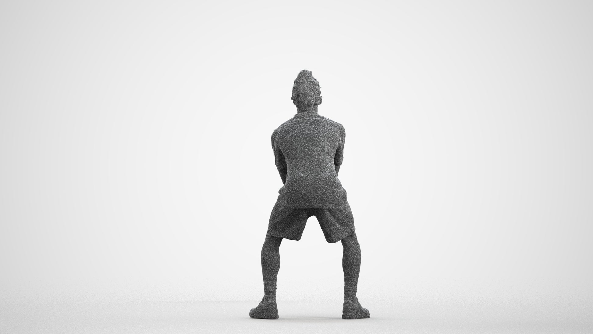 3D scanned man sport, photorealistic archviz people for Enscape and SketchUp, wireframe front view