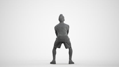 3D scanned man sport, photorealistic archviz people for Enscape and SketchUp, wireframe front view