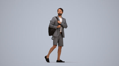 scanned 3D man business walking, photogrammetry people for Enscape and V-Ray, top-down view render