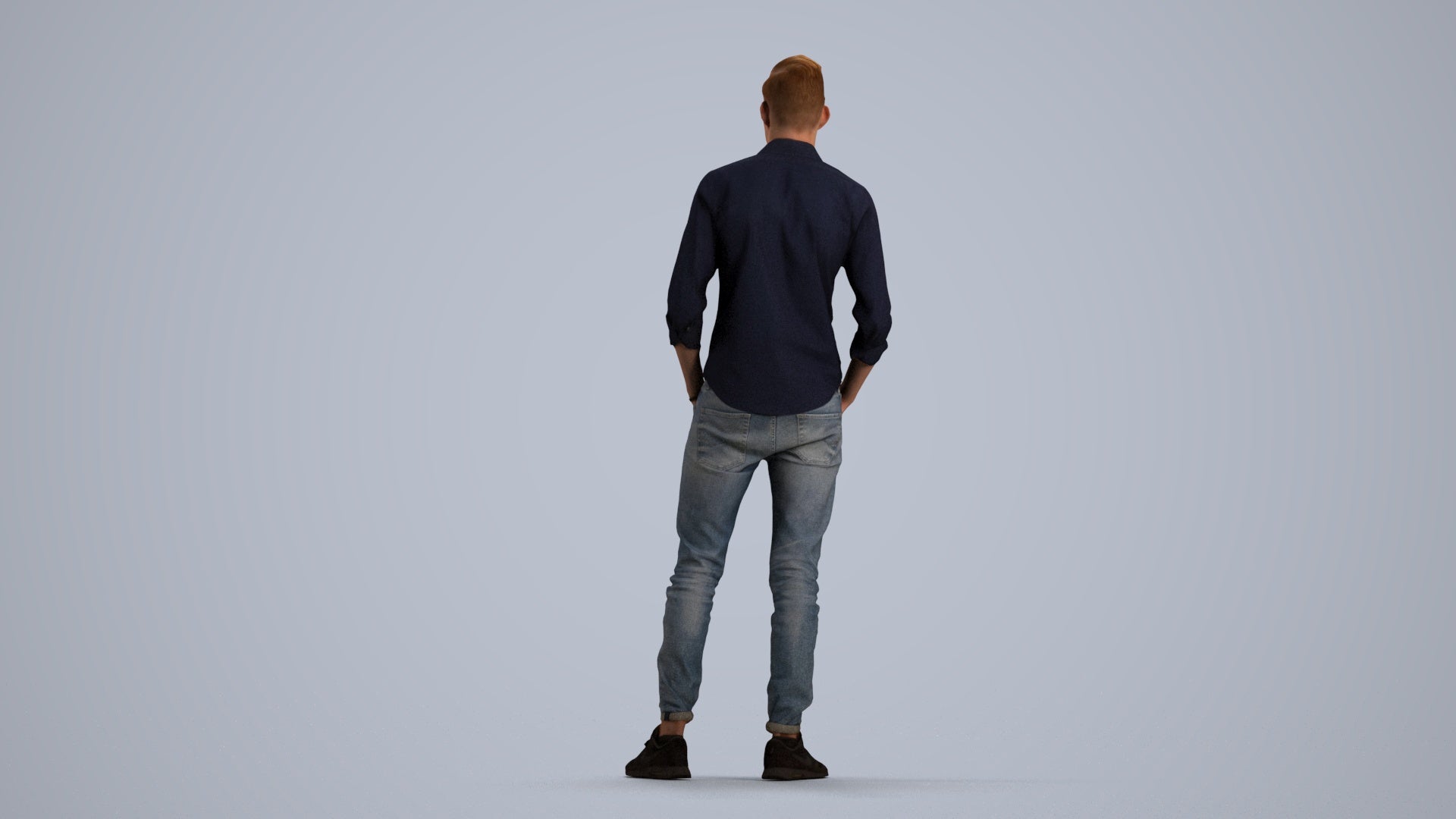 scanned 3D man casual standing, photogrammetry people for Enscape and V-Ray, front view render