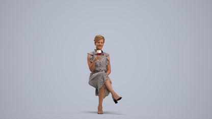 photogrammetry 3D woman casual kids, realistic human model archviz FBX, standing pose render