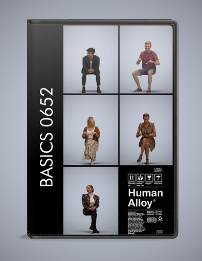 5 3D scanned people sitting, photorealistic archviz pack for Enscape and SketchUp