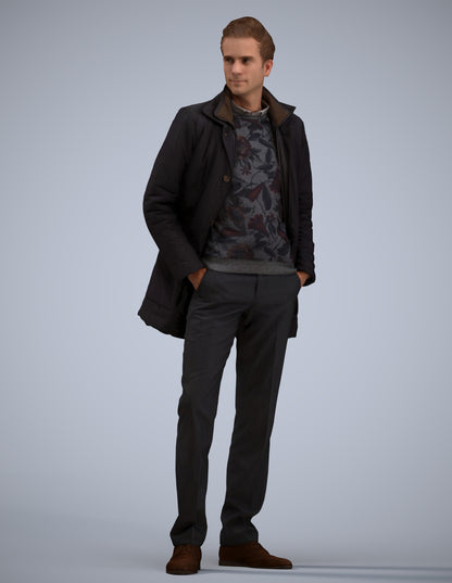 3D scanned man standing casual, photorealistic archviz people for Enscape and SketchUp