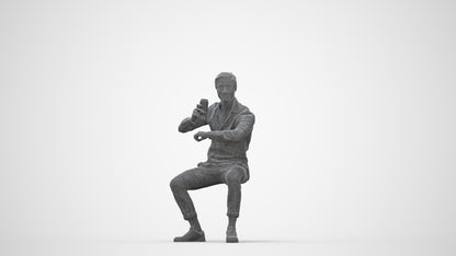 realistic 3D human man casual sitting, archviz people FBX OBJ for Blender, wireframe back view