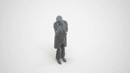 realistic 3D woman hospitality, scanned archviz people for Blender and 3ds Max, wireframe three-quarter view