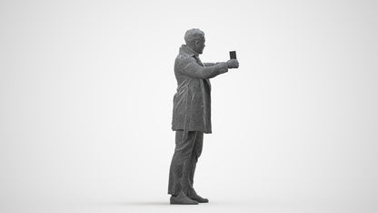 scanned 3D man casual standing, photogrammetry people for Enscape and V-Ray, wireframe side view
