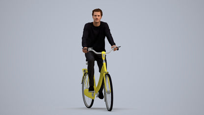 3D people model man casual cycling, scanned human for 3ds Max rendering, standing pose render
