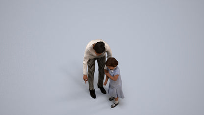 3D people model girl kids, scanned human for 3ds Max rendering, back view render
