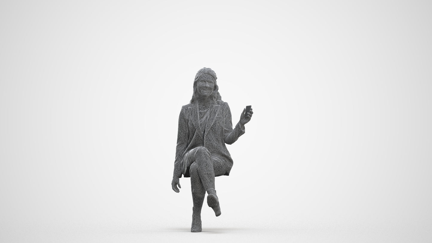 3D scanned woman business, photorealistic archviz people for Enscape and SketchUp, three-quarter front view render