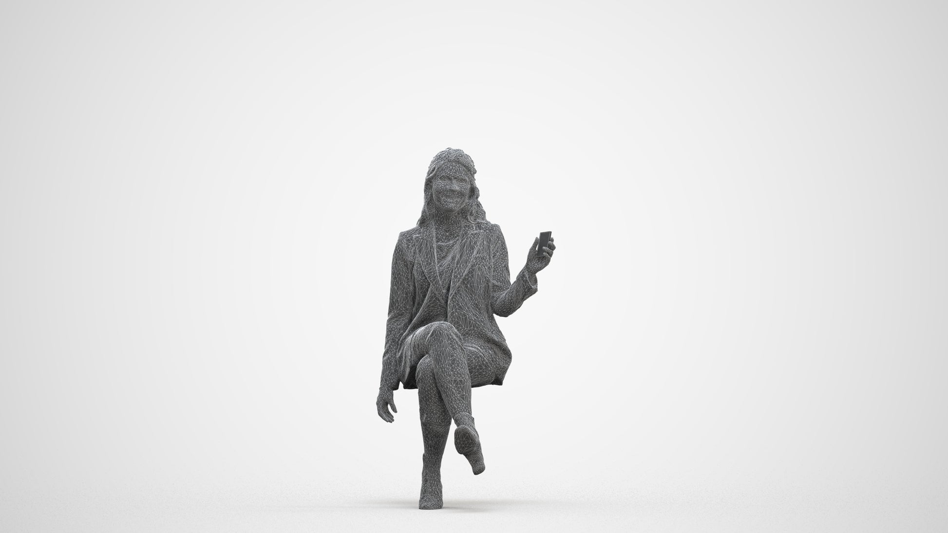 3D scanned woman business, photorealistic archviz people for Enscape and SketchUp, three-quarter front view render