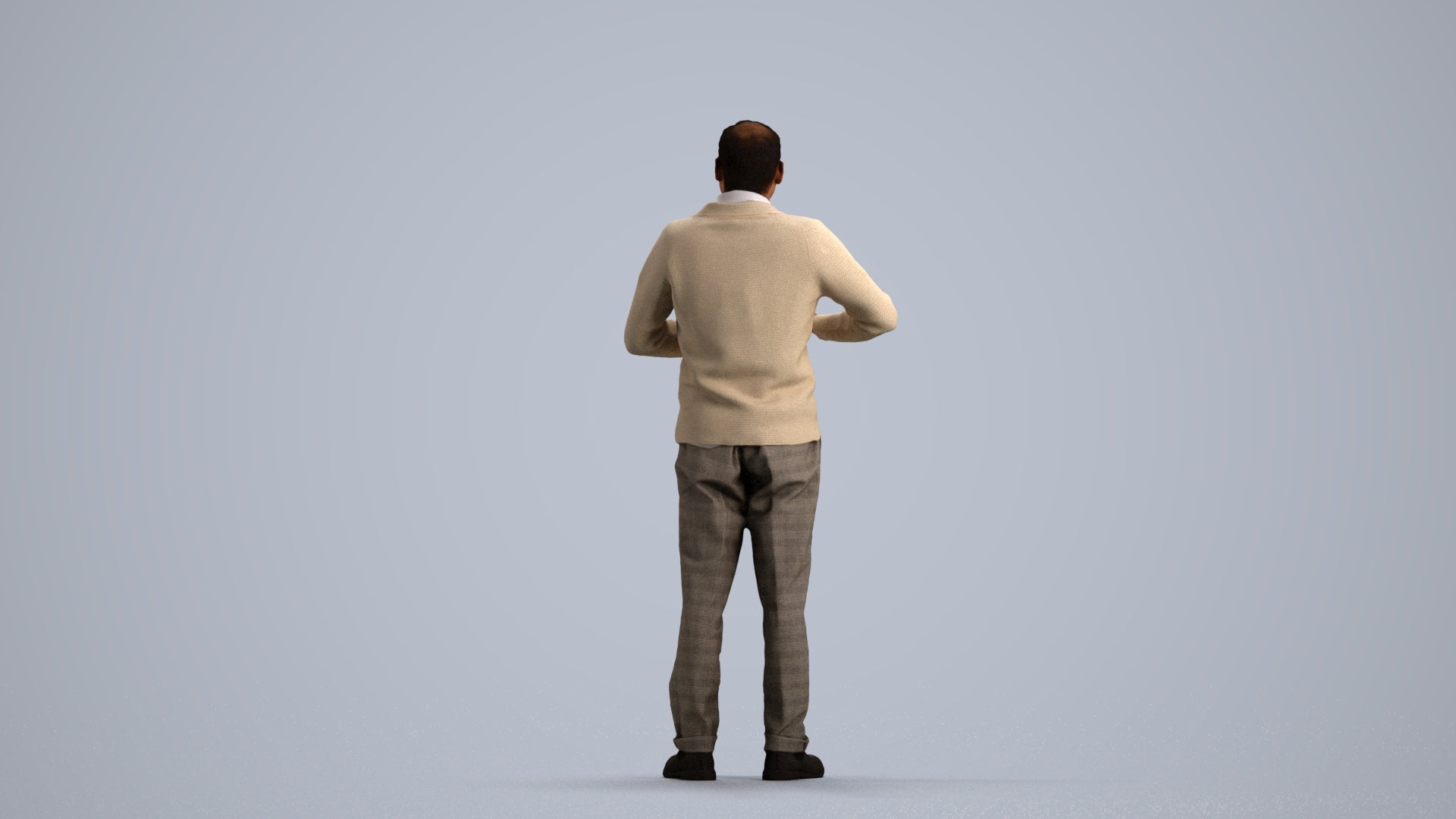 scanned 3D man business standing, photogrammetry people for Enscape and V-Ray, front view render
