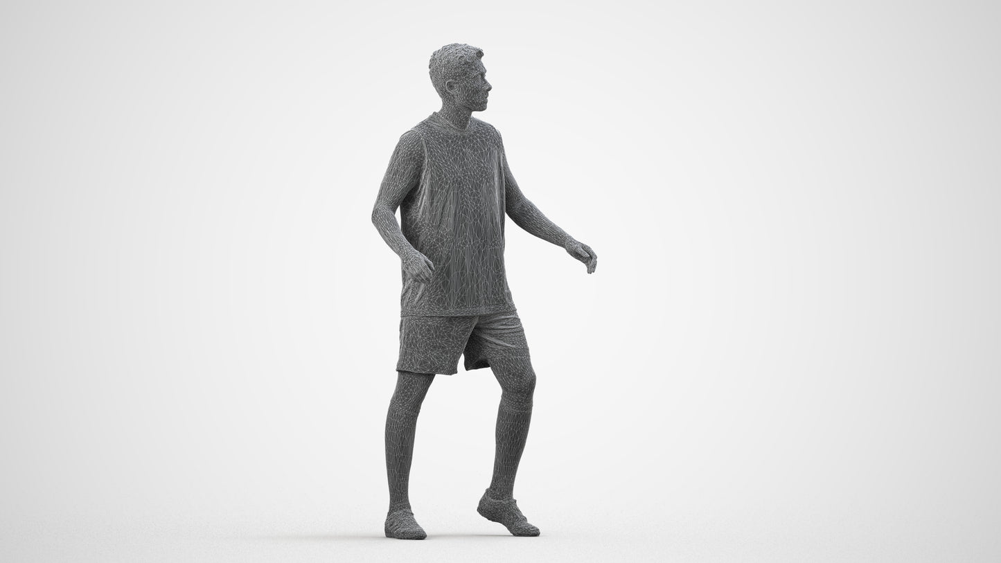 photogrammetry 3D man sport, realistic human model archviz FBX, wireframe side view