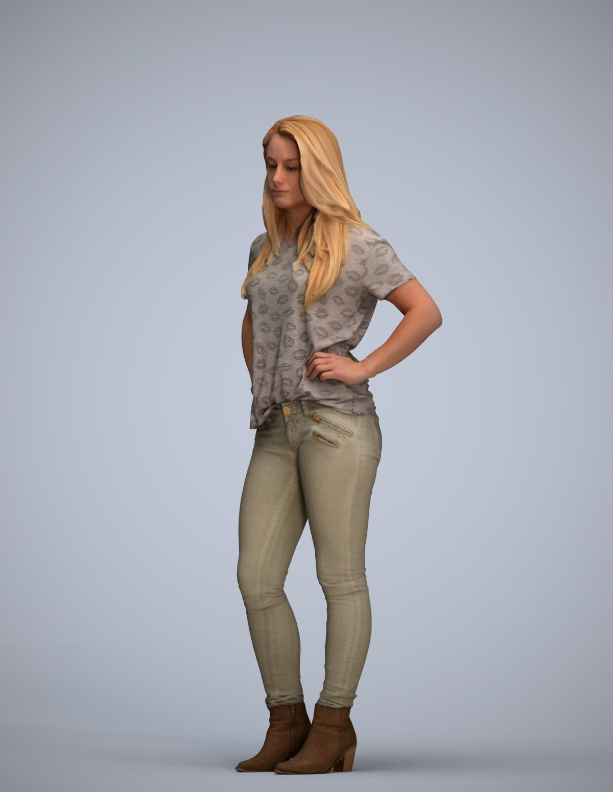 realistic 3D human woman casual standing, archviz people FBX OBJ for Blender