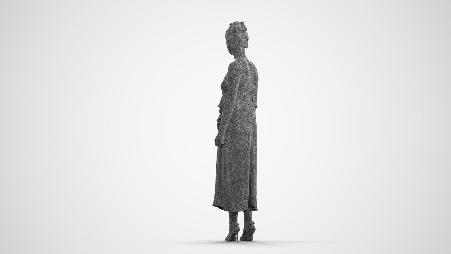 scanned 3D woman formal formalaffairs, photogrammetry people for Enscape and V-Ray, wireframe front view