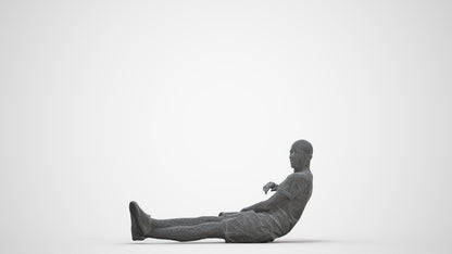 3D scanned man sitting casual, photorealistic archviz people for Enscape and SketchUp, three-quarter front view render