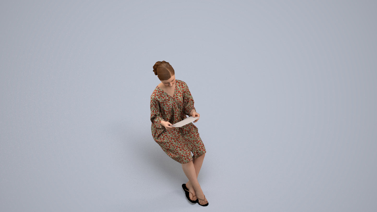 realistic 3D people girl casual kids, render-ready for V-Ray and Corona, FBX OBJ, back view render