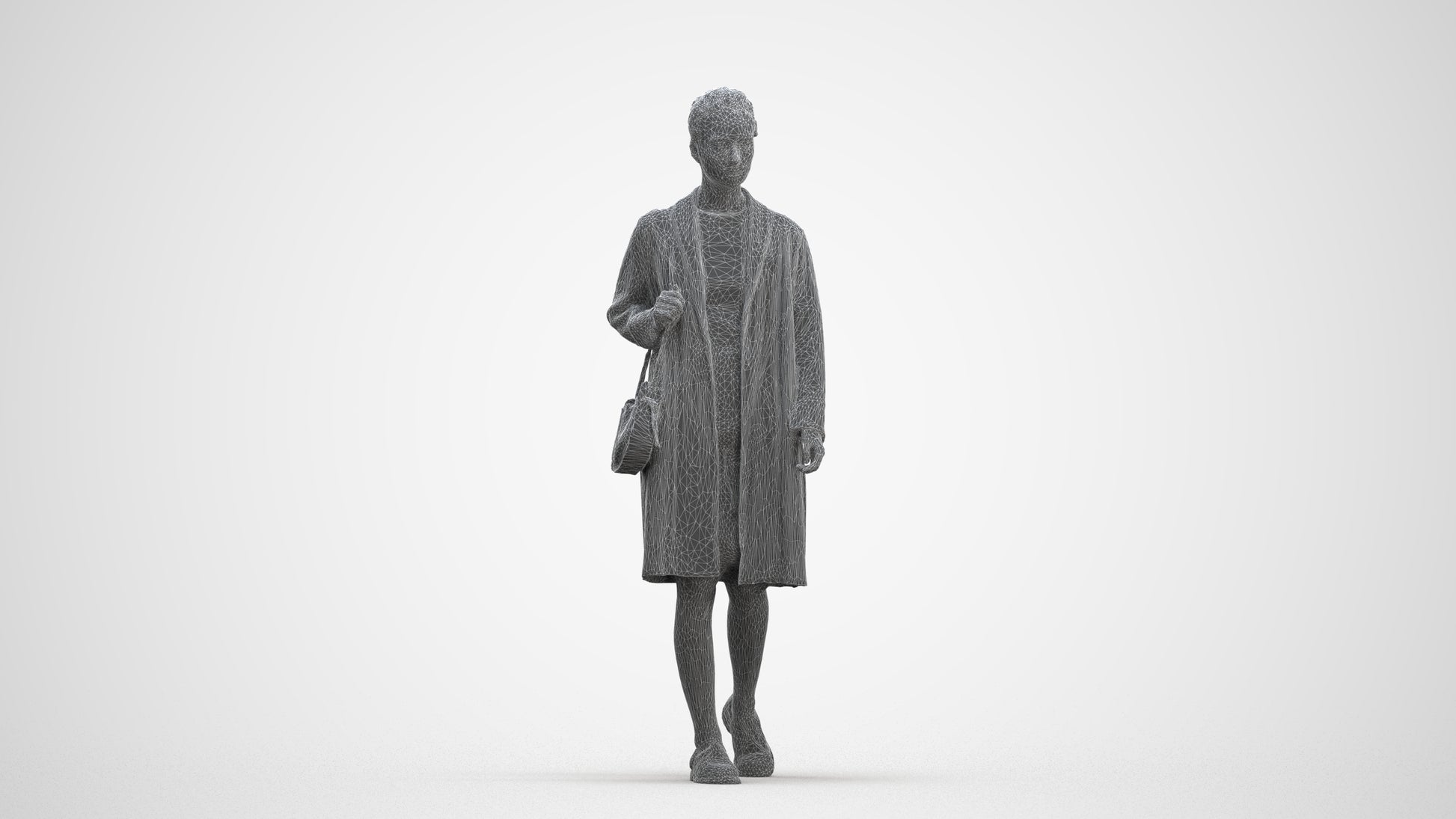 3D people model woman casual walking, scanned human for 3ds Max rendering, three-quarter front view render