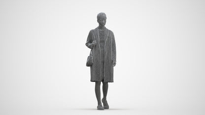 3D people model woman casual walking, scanned human for 3ds Max rendering, three-quarter front view render