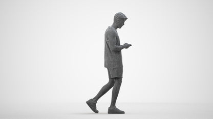 photogrammetry 3D man sport walking, realistic human model archviz FBX, wireframe side view