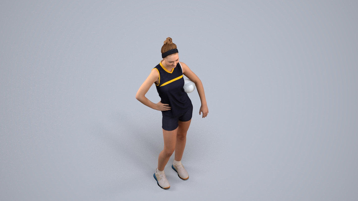3D people model girl sport, scanned human for 3ds Max rendering, back view render