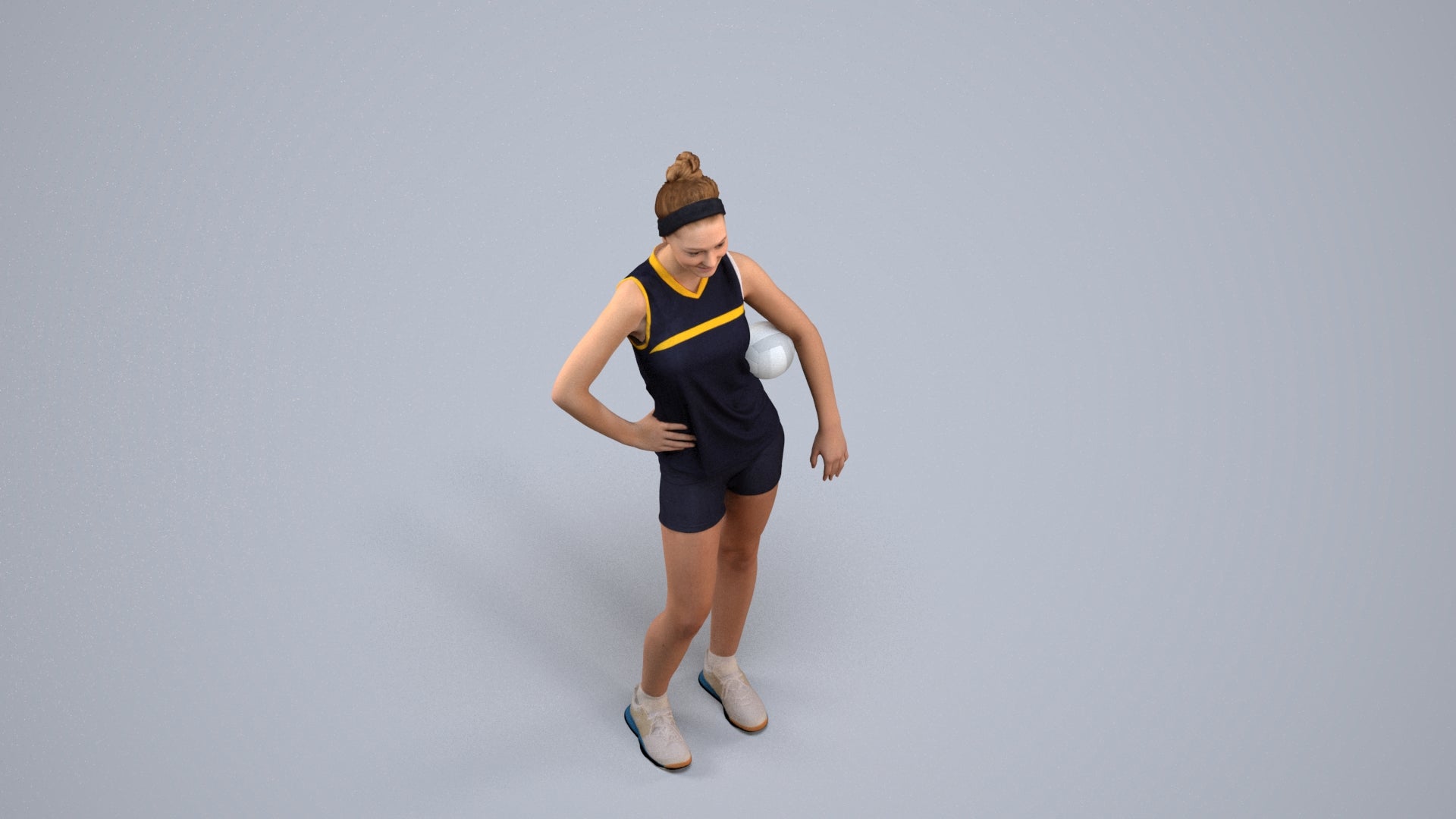 3D people model girl sport, scanned human for 3ds Max rendering, back view render