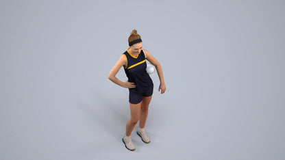3D people model girl sport, scanned human for 3ds Max rendering, back view render