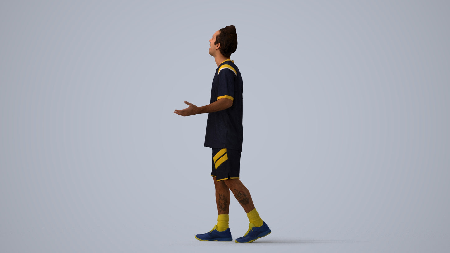 realistic 3D human man sport, archviz people FBX OBJ for Blender, three-quarter view render