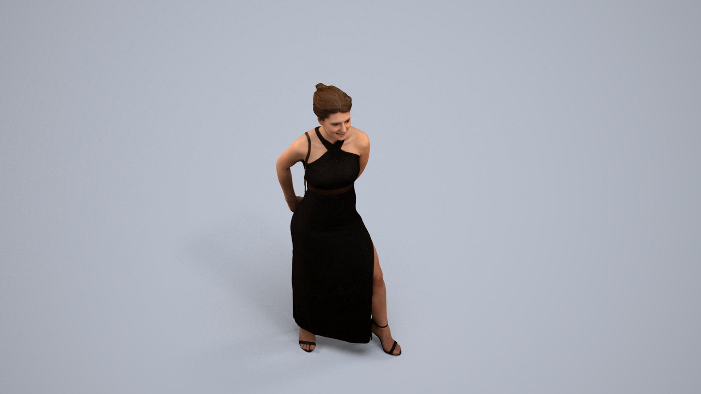 scanned 3D woman formal formalaffairs, photogrammetry people for Enscape and V-Ray, back view render