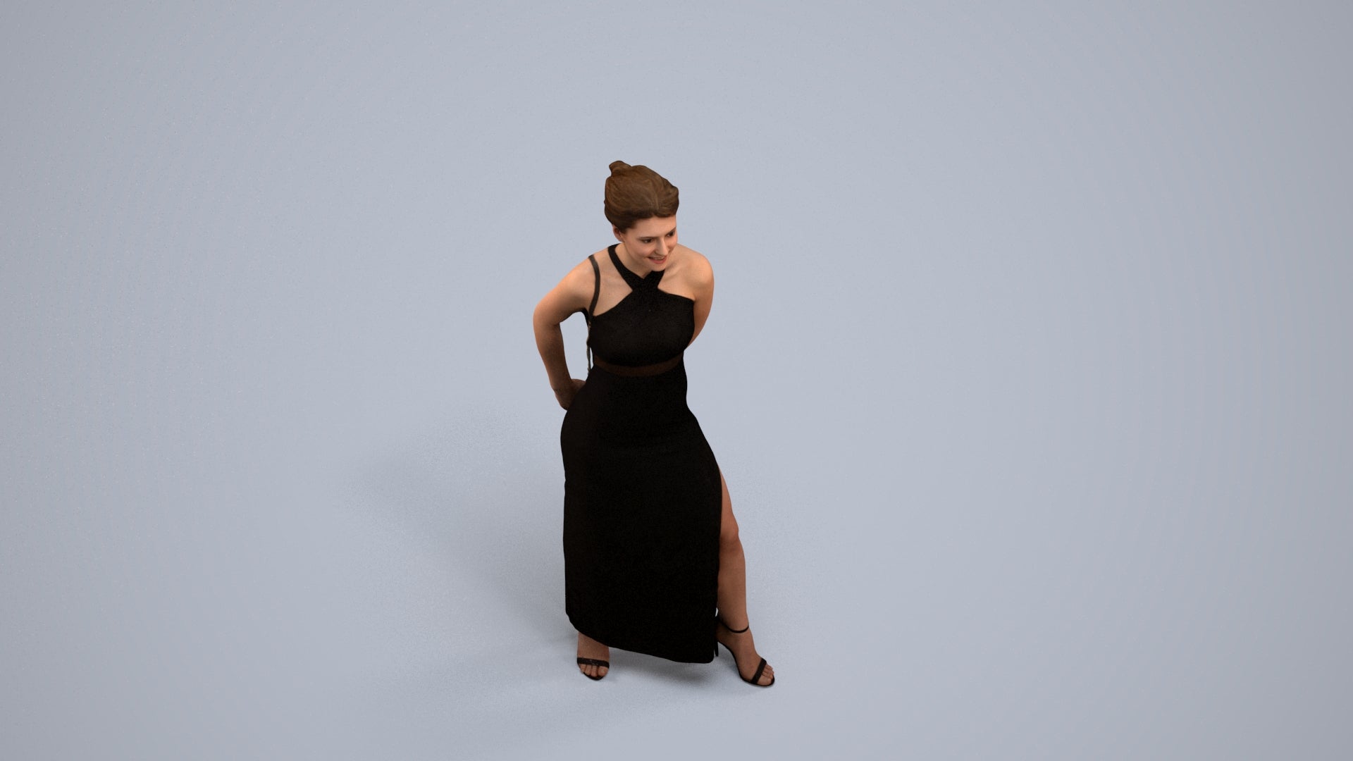 scanned 3D woman formal formalaffairs, photogrammetry people for Enscape and V-Ray, back view render