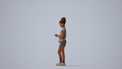photogrammetry 3D girl casual kids, realistic human model archviz FBX, three-quarter view render