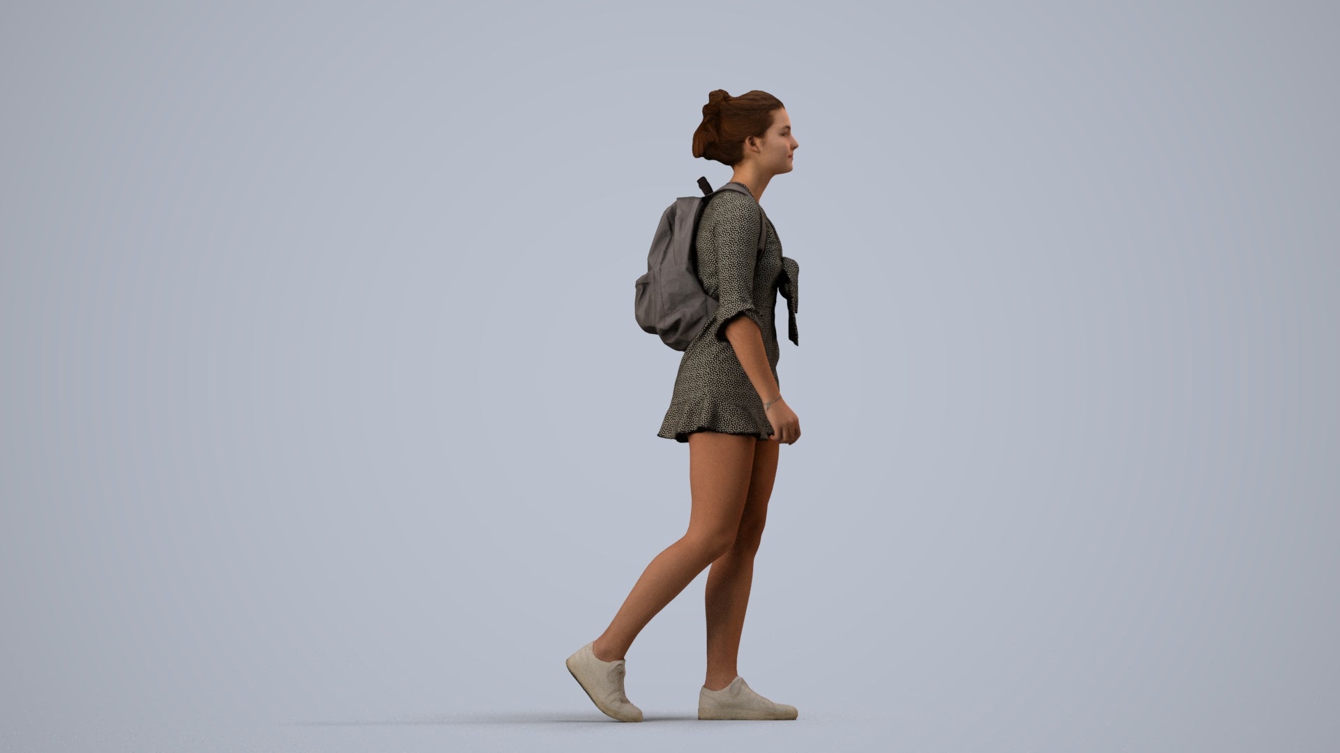 realistic 3D people girl casual kids, render-ready for V-Ray and Corona, FBX OBJ, side view render