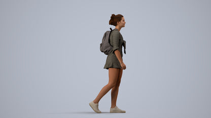 realistic 3D people girl casual kids, render-ready for V-Ray and Corona, FBX OBJ, side view render