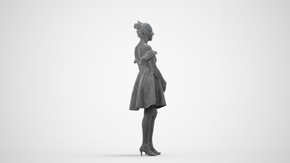 realistic 3D people woman formal formalaffairs, render-ready for V-Ray and Corona, FBX OBJ, wireframe side view