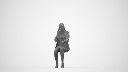 realistic 3D human woman business, archviz people FBX OBJ for Blender, wireframe back view