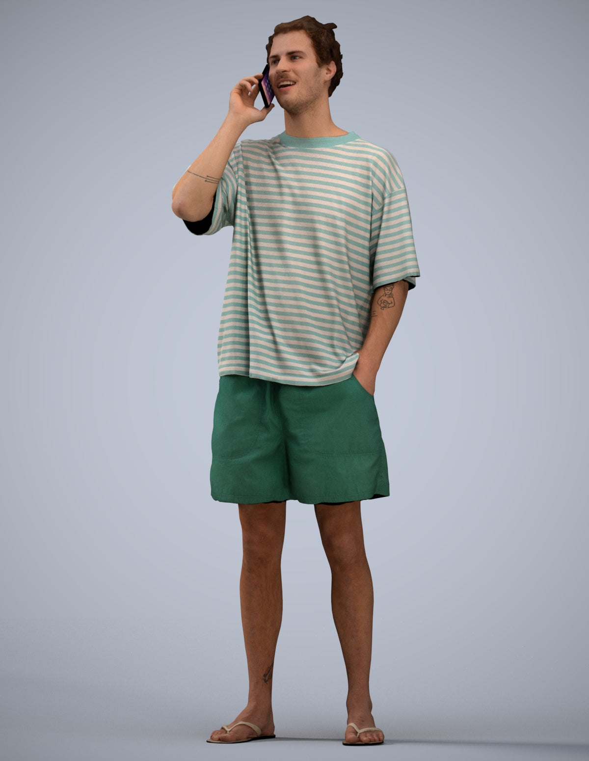3D human model man casual standing, photogrammetry scanned person for archviz