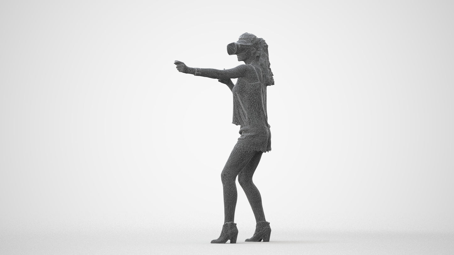 scanned 3D girl casual standing, photogrammetry people for Enscape and V-Ray, square thumbnail