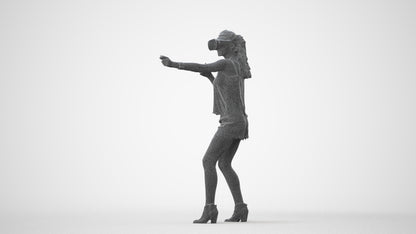 scanned 3D girl casual standing, photogrammetry people for Enscape and V-Ray, square thumbnail