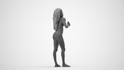 3D scanned woman pool, photorealistic archviz people for Enscape and SketchUp, wireframe side view