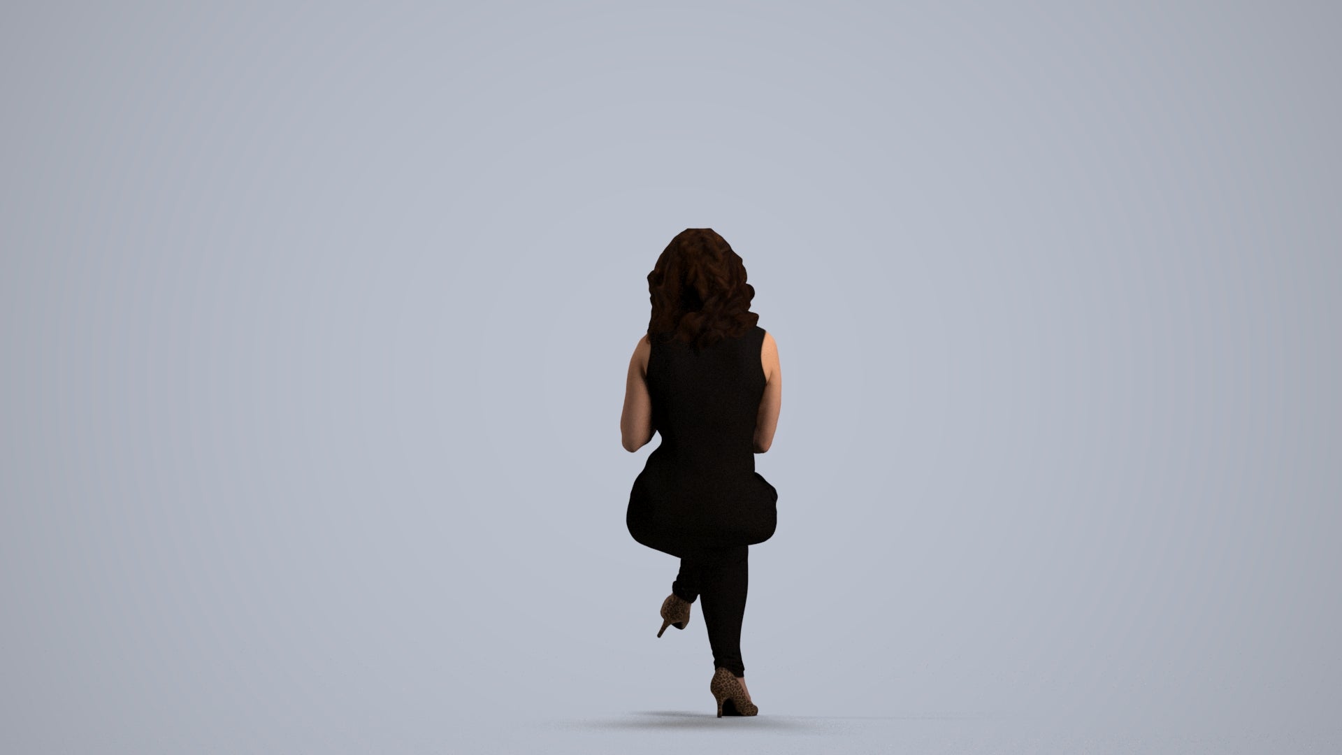 photogrammetry 3D woman casual sitting, realistic human model archviz FBX, front view render